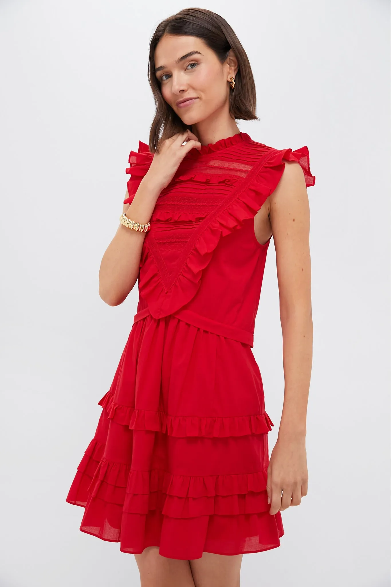 Red Cecilia Ruffle Dress