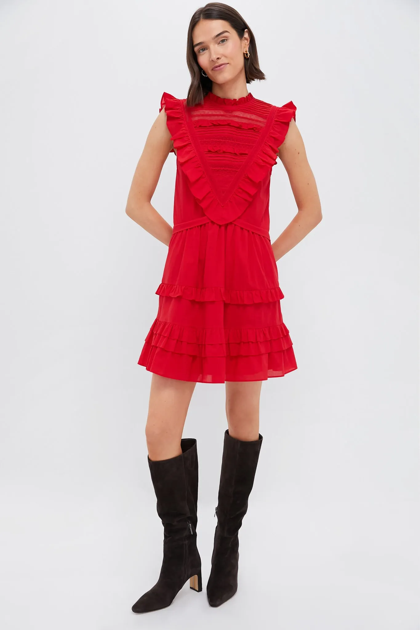 Red Cecilia Ruffle Dress