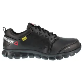 Womens Black Leather Sublite Cushion Work Oxford Shoes by Reebok