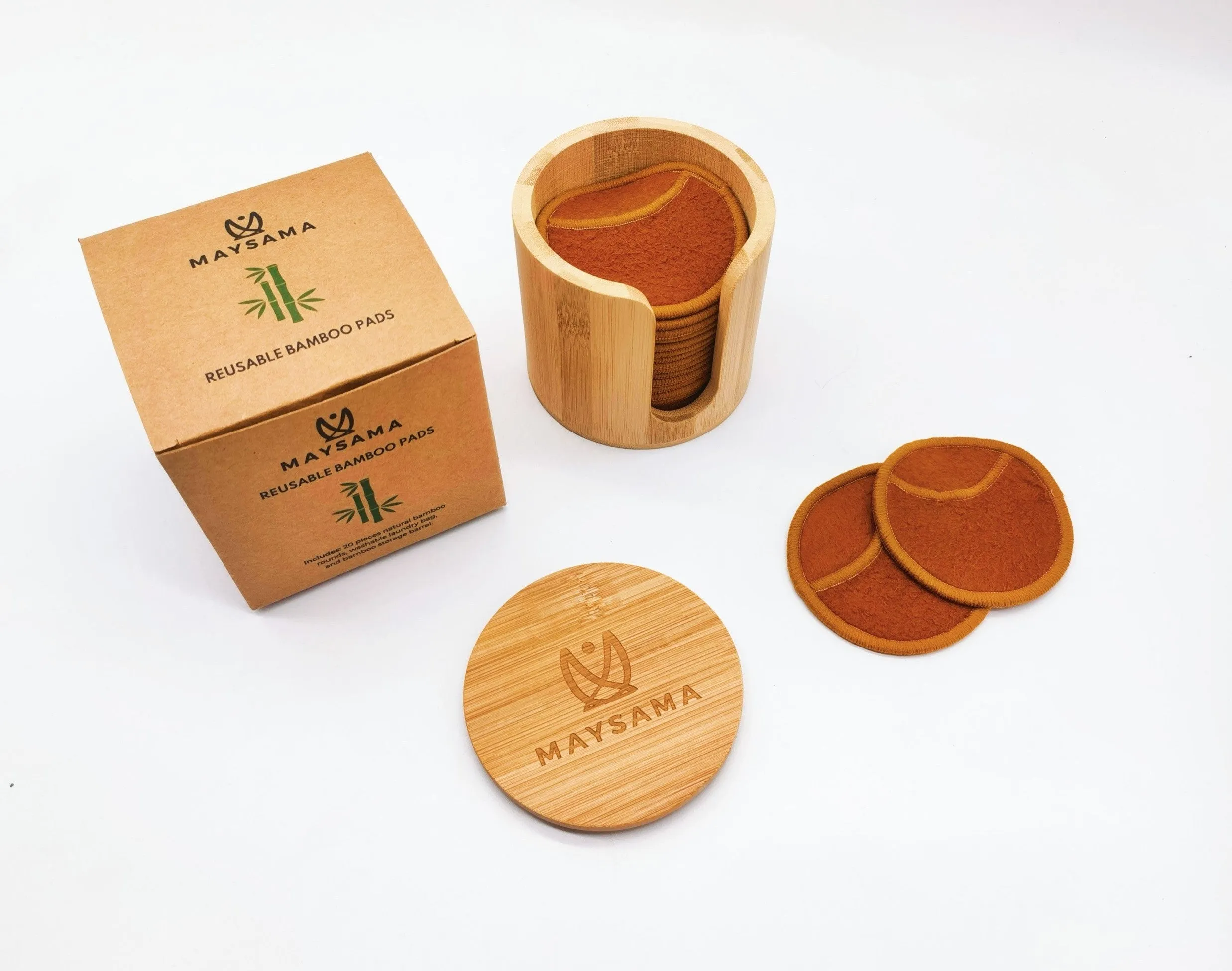 Reusable Bamboo Pads & Bamboo Storage Barrel & Laundry Bag