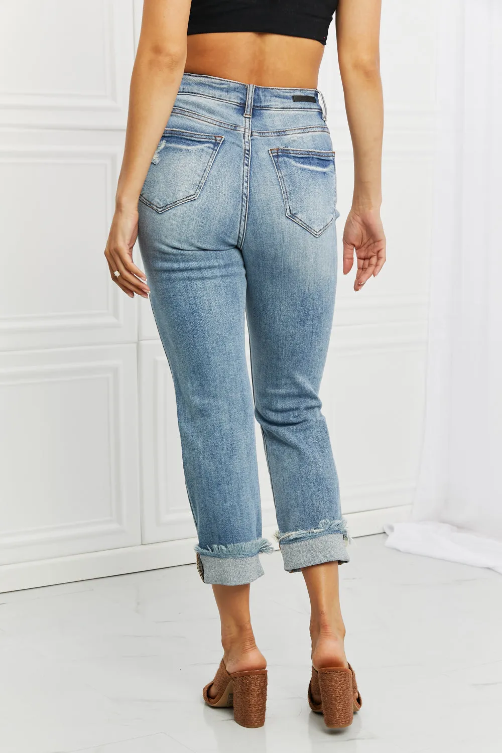 Full Size Distressed Straight Leg Jeans named Leilani by RISEN