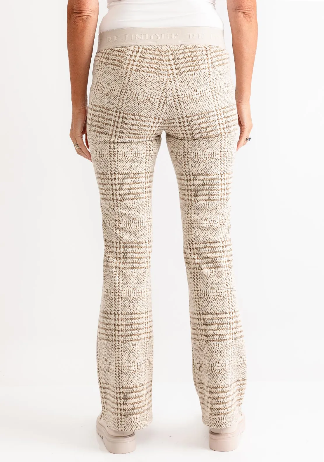 Robell Joella Check Print Trousers, Beige