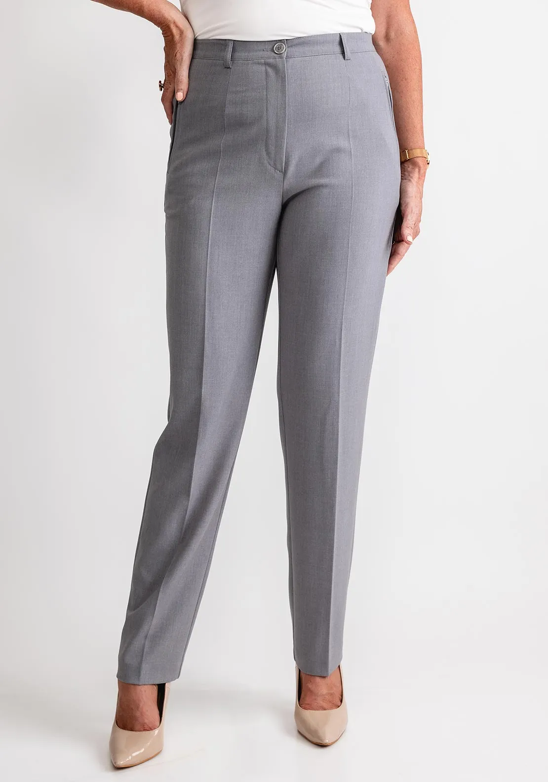 Robell Sahara Slim Fit Trousers, Grey