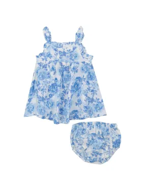 Roses Sundress - Blue Ruffle