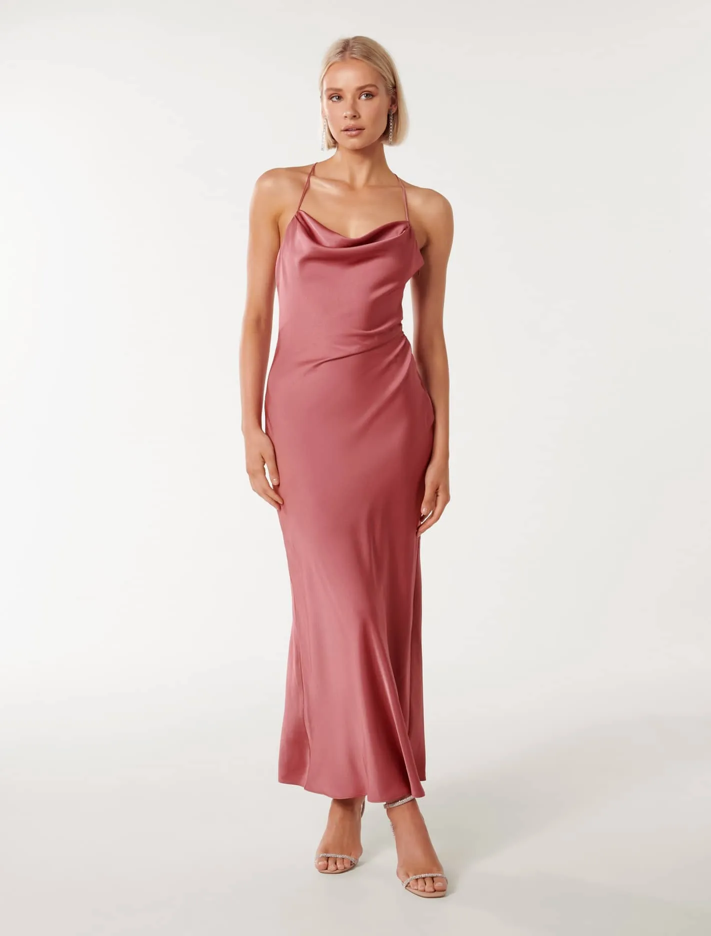 Ruby Petite Tie-Back Satin Maxi Dress