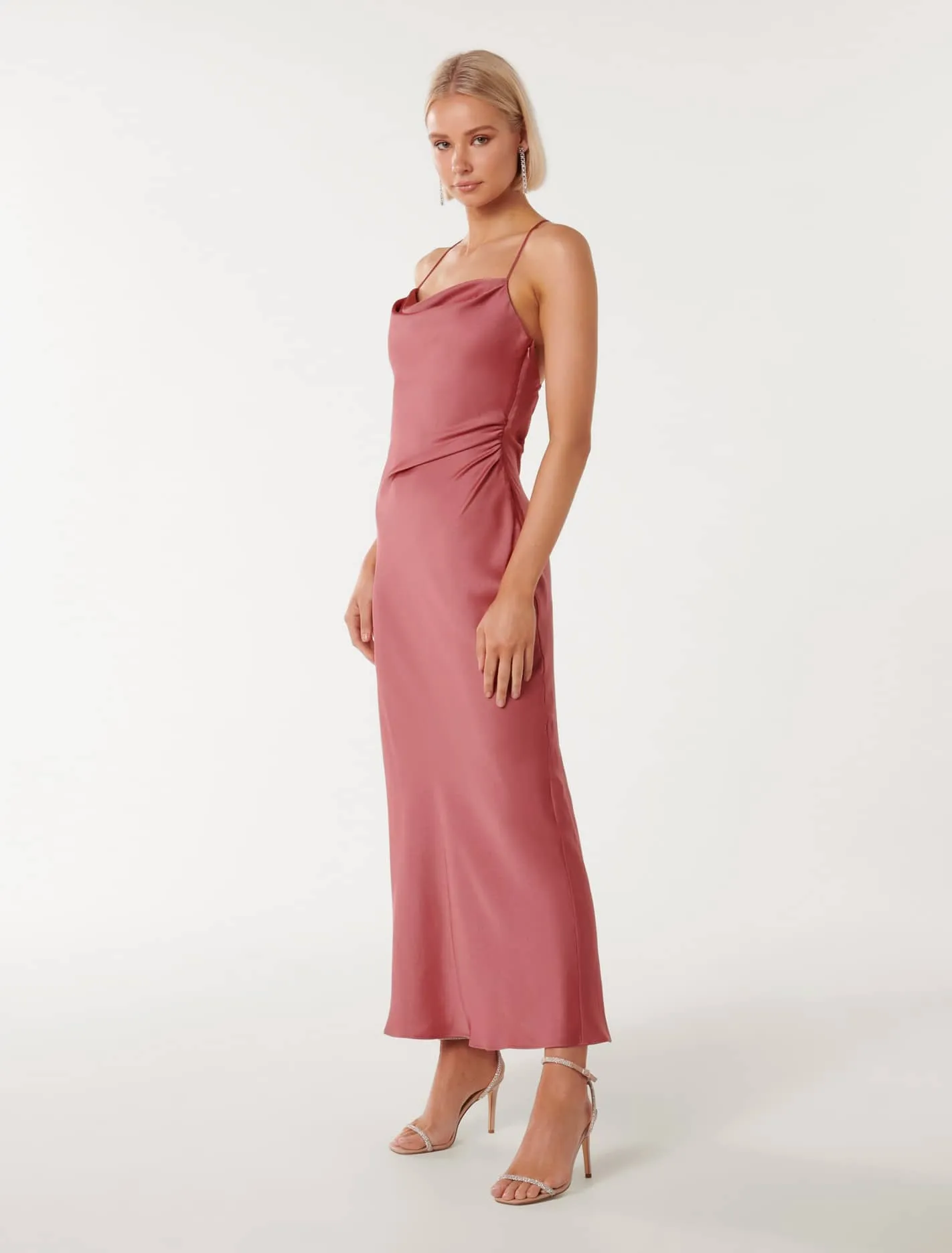 Ruby Petite Tie-Back Satin Maxi Dress