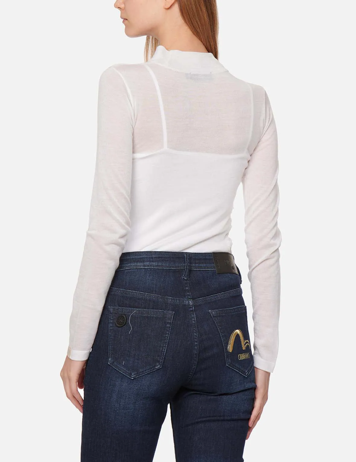 Ruched Front High Neck Knit Top