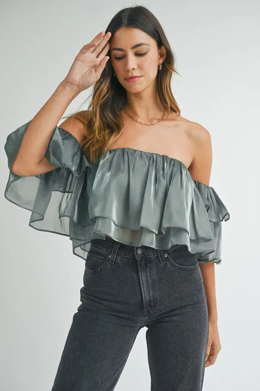 Ruffled Tiered Off Shoulder Top