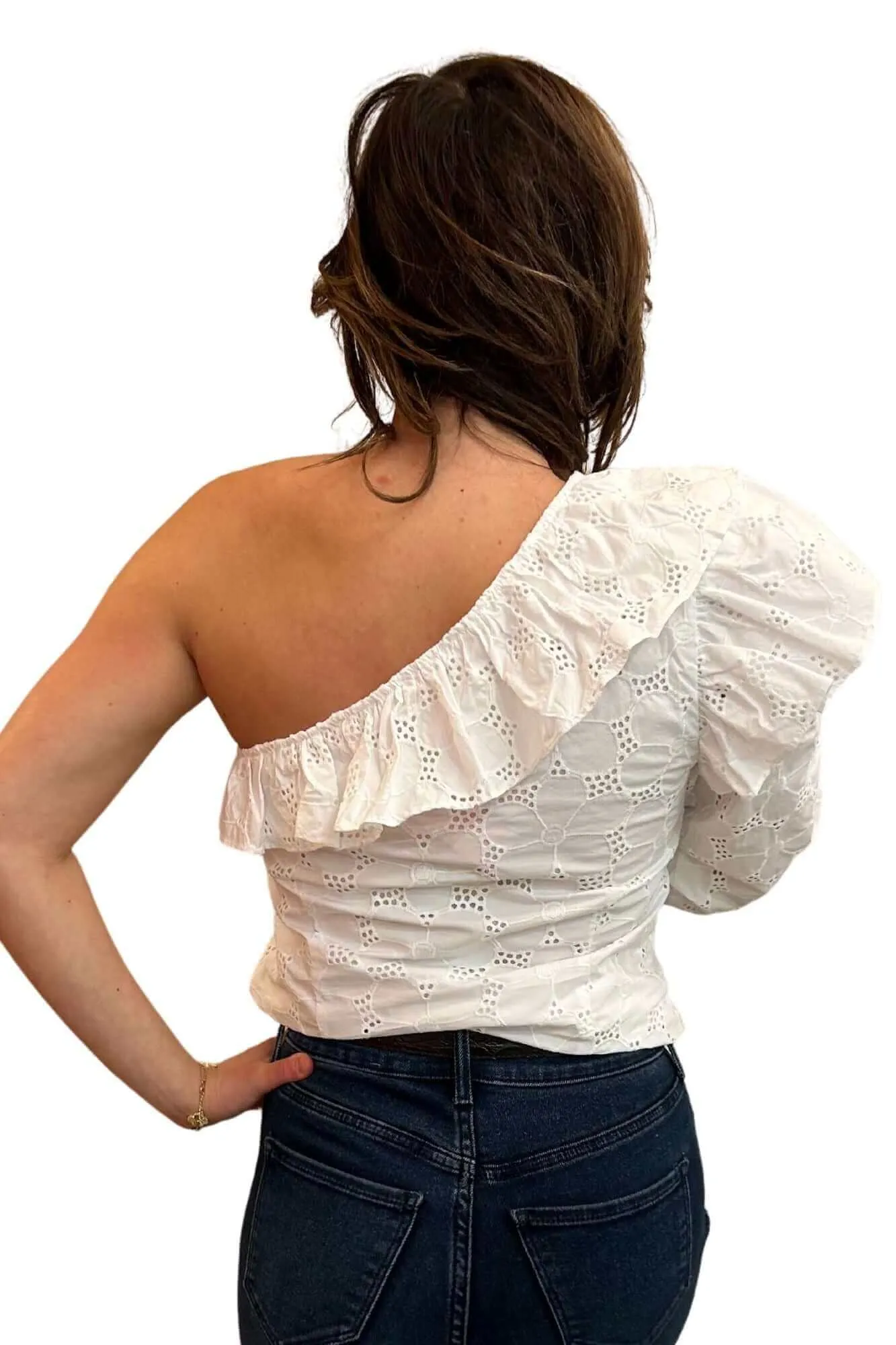 Saddy One shoulder Top in White