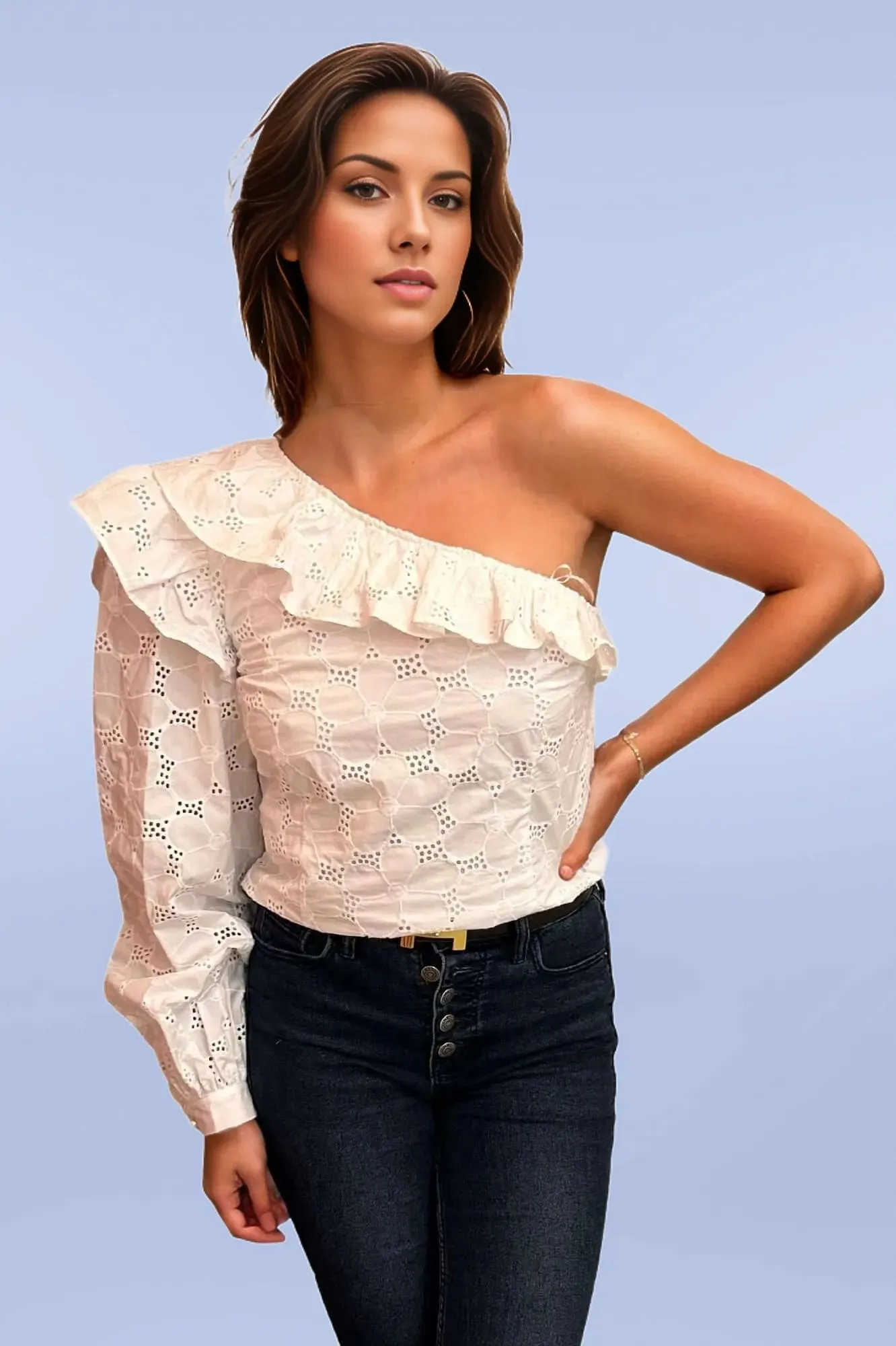 Saddy One shoulder Top in White