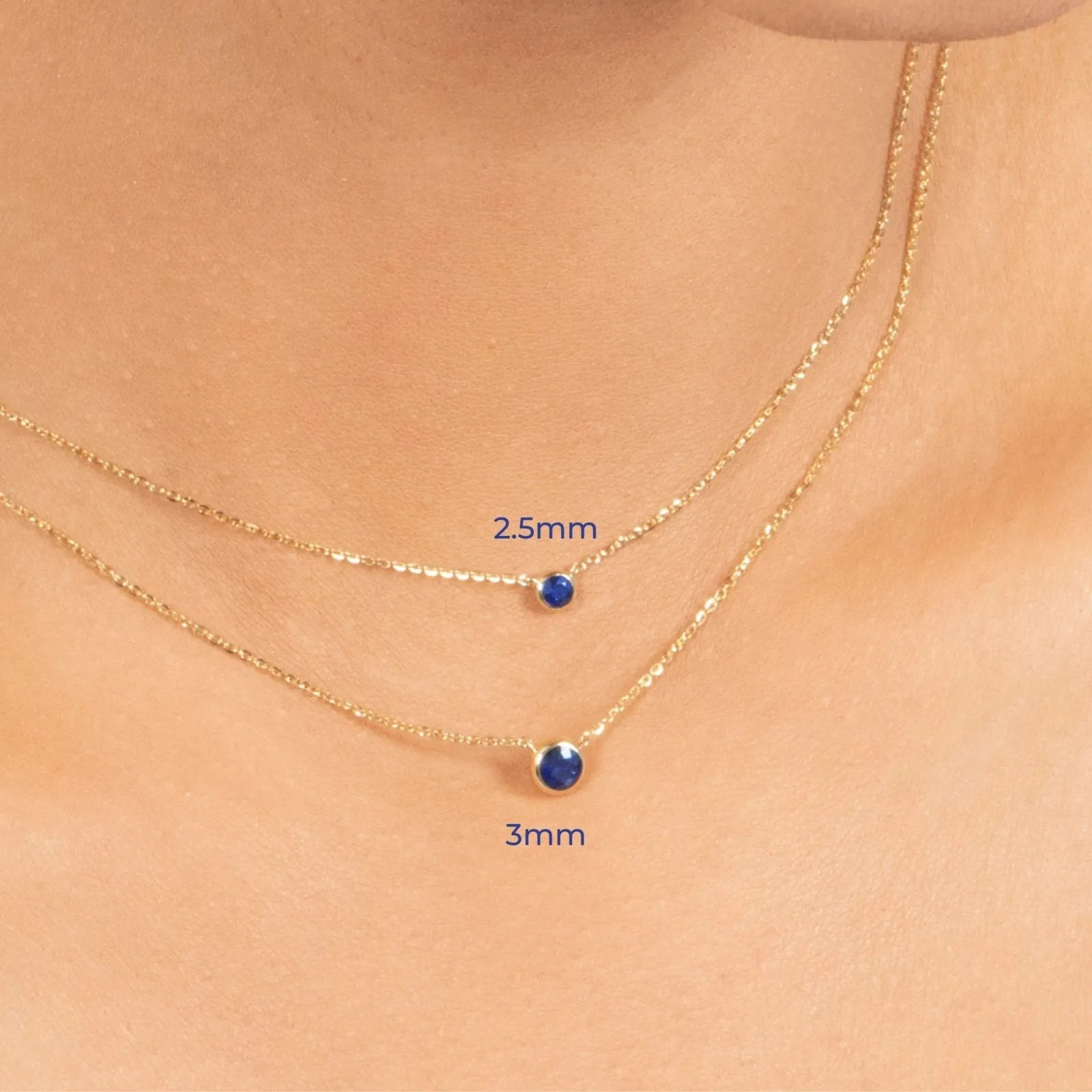 Sapphire Station Necklace Bezel Set in 14k Gold