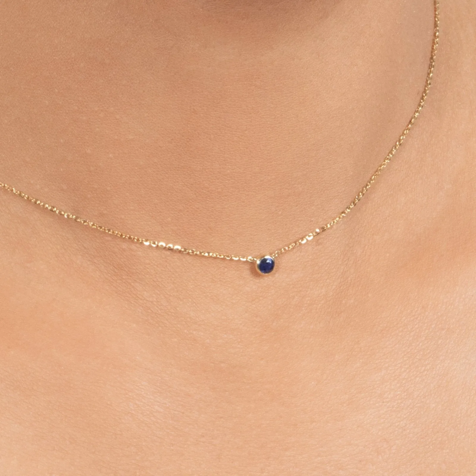 Sapphire Station Necklace Bezel Set in 14k Gold