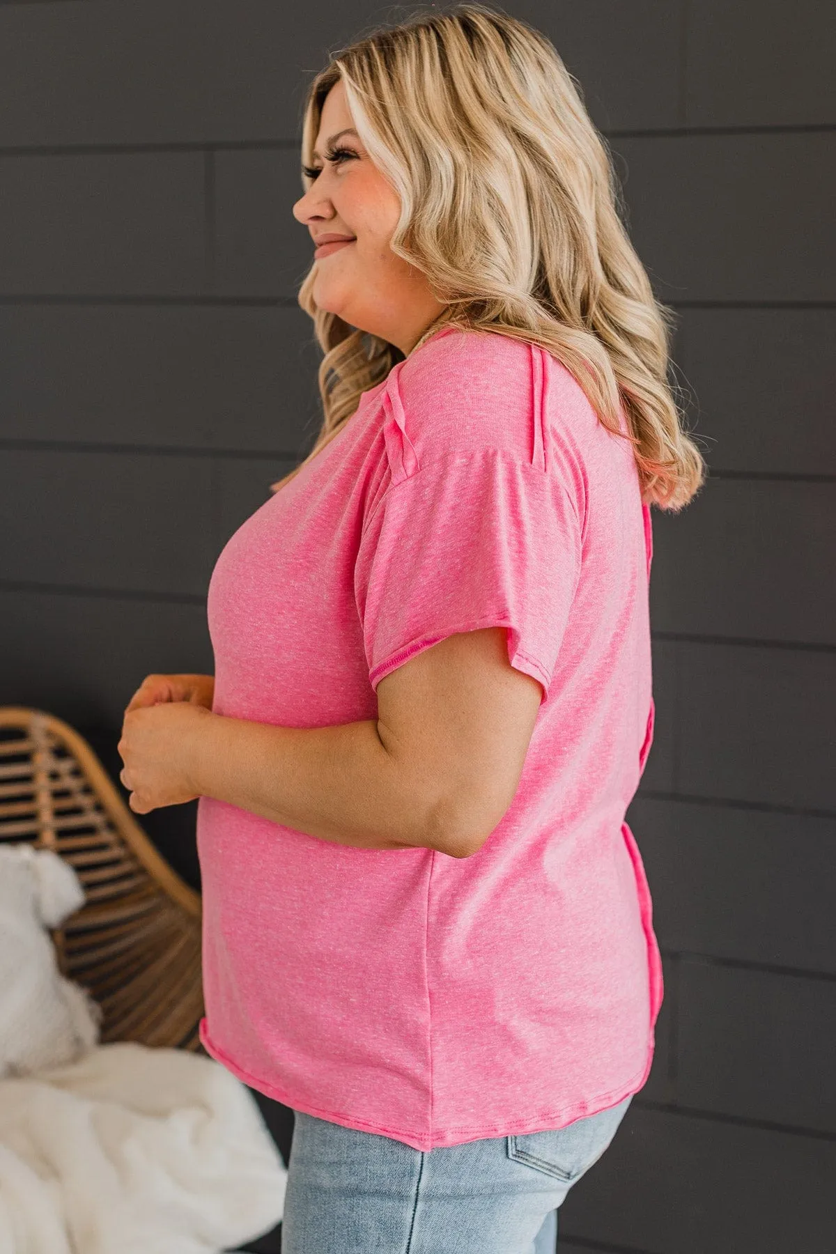 Say It's True Knit Top- Bright Pink