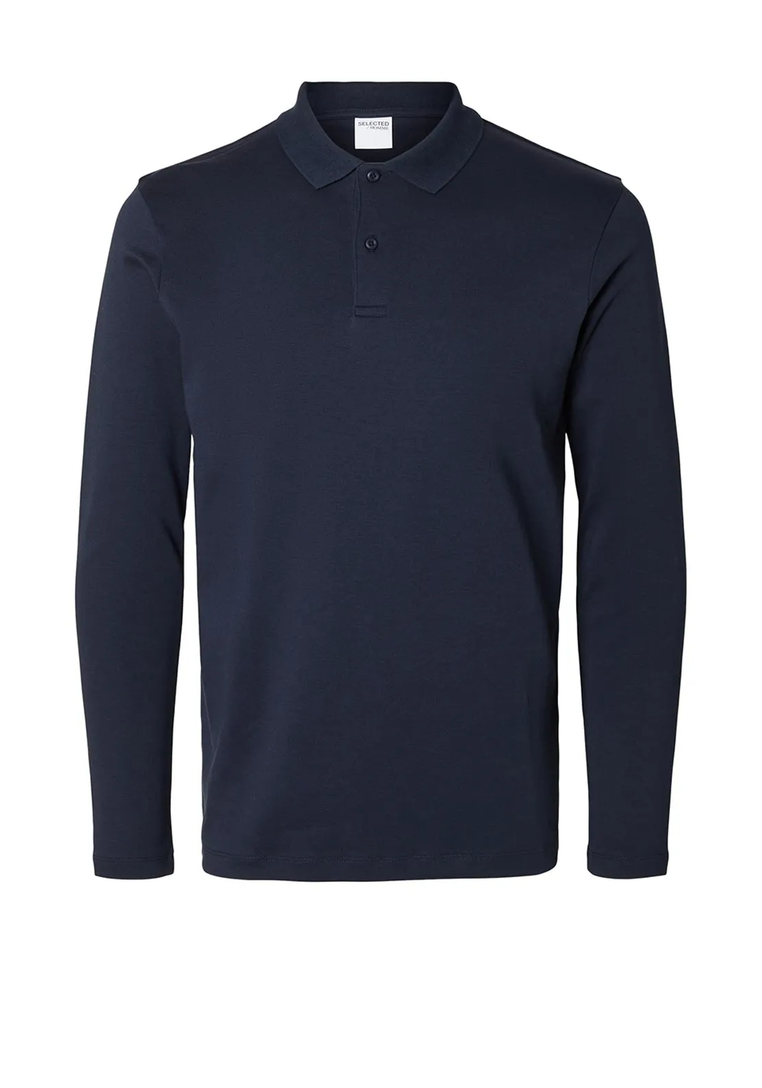 Selected Homme Paris Long Sleeve Polo Shirt, Dark Sapphire