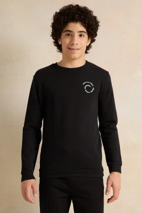 Senior Boys Black Printed Sweatshirt