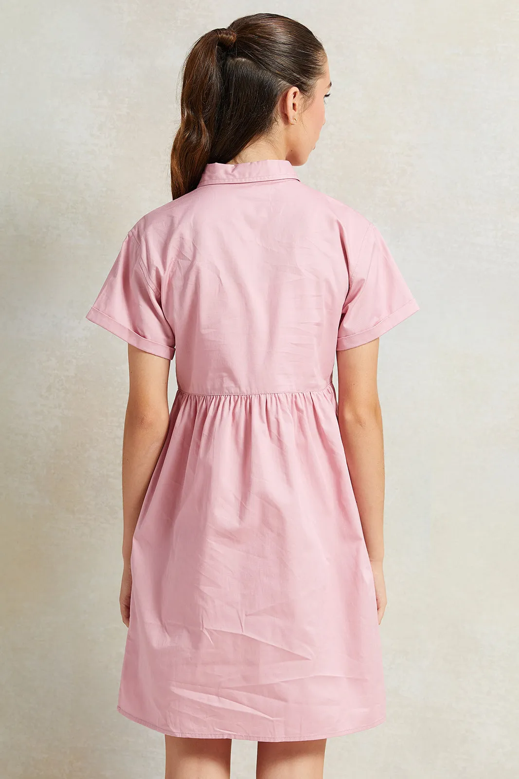 Senior Girls Pink Collared Dress