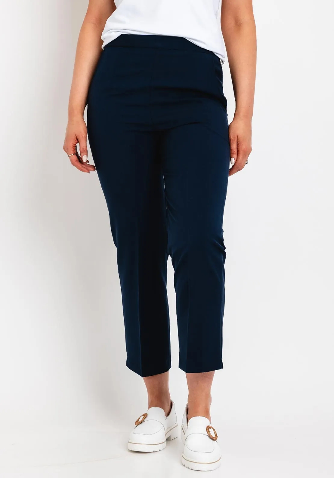 Serafina Collection Cropped Stretch Trousers, Navy