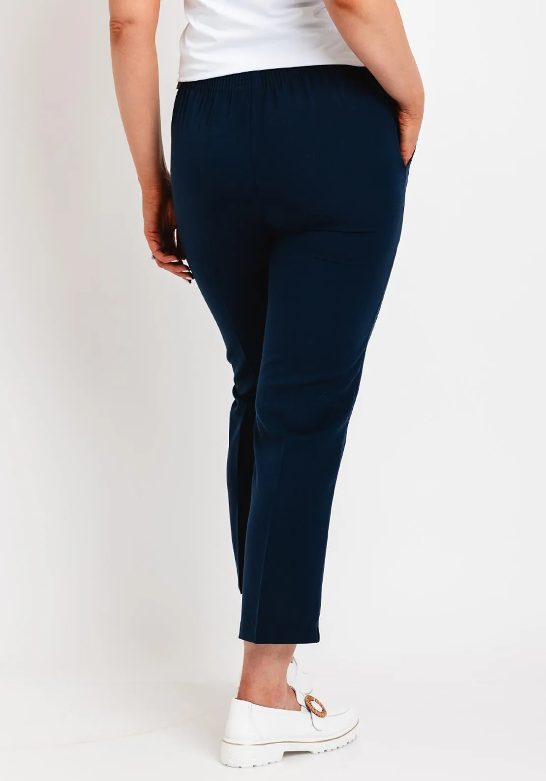 Serafina Collection Cropped Stretch Trousers, Navy