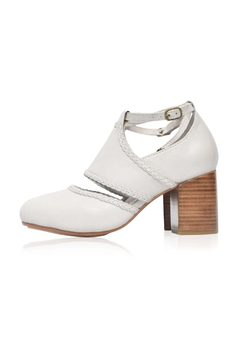 Pure White Serenity Leather Heels