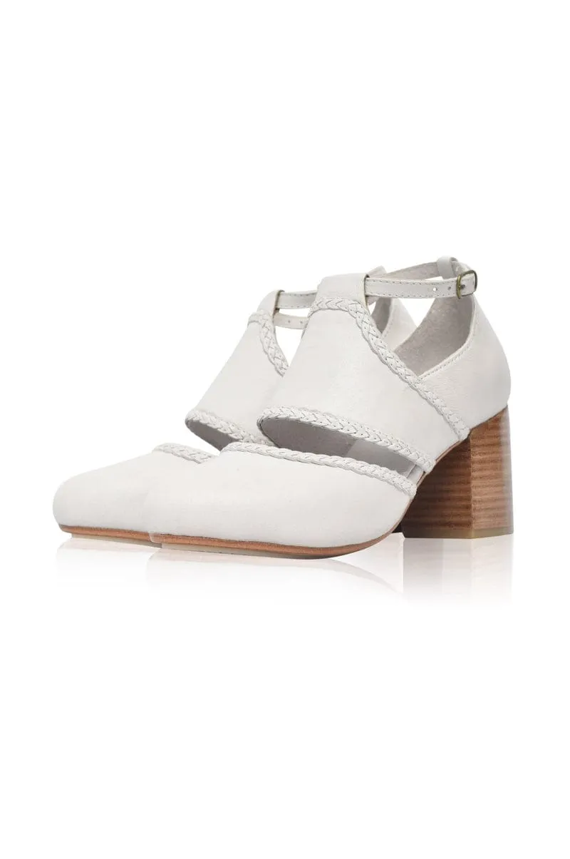 Pure White Serenity Leather Heels