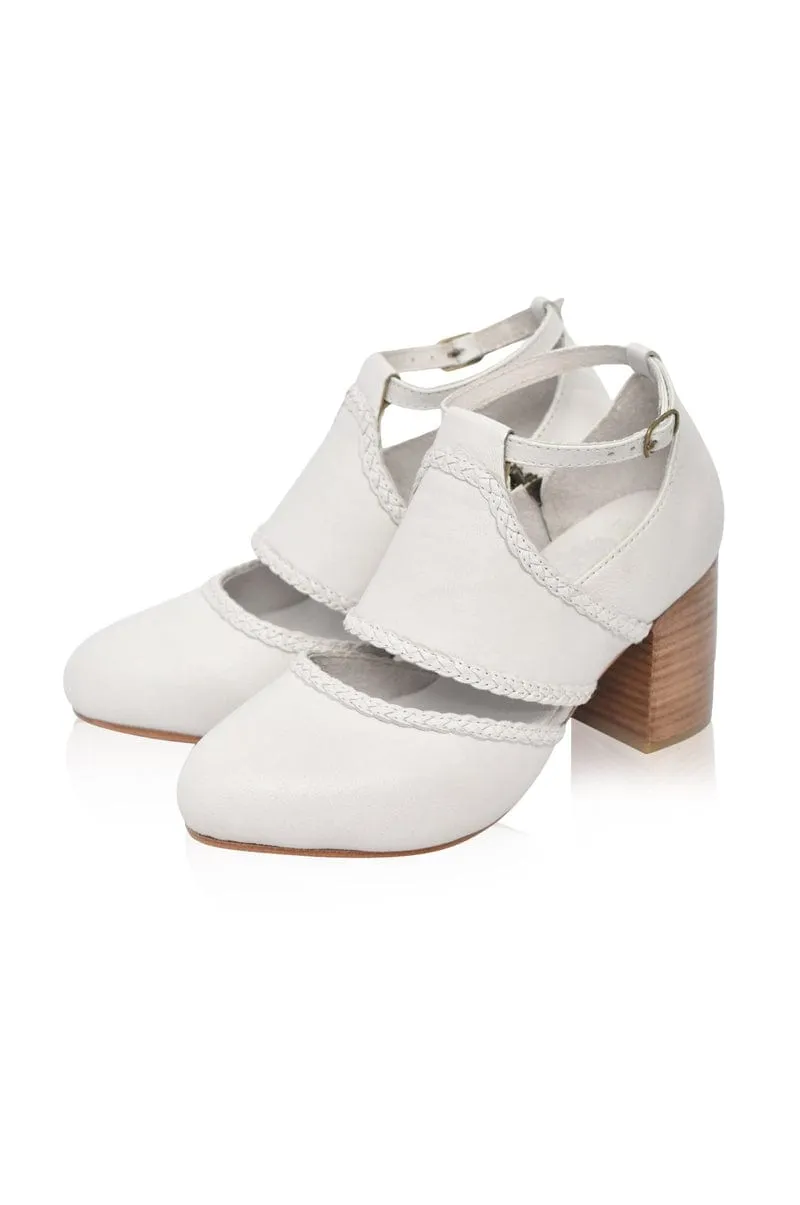 Pure White Serenity Leather Heels