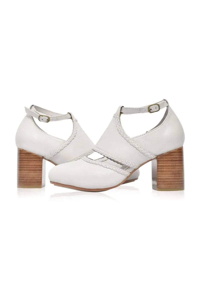 Pure White Serenity Leather Heels