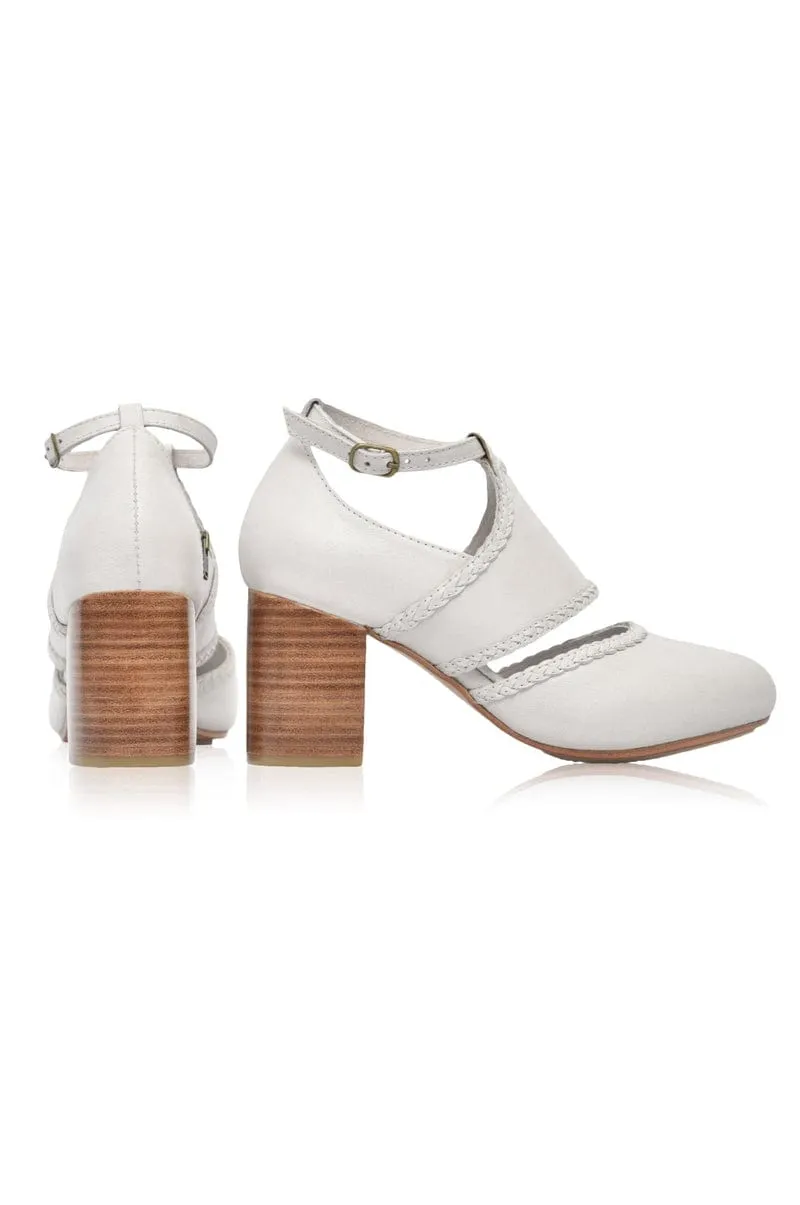 Pure White Serenity Leather Heels