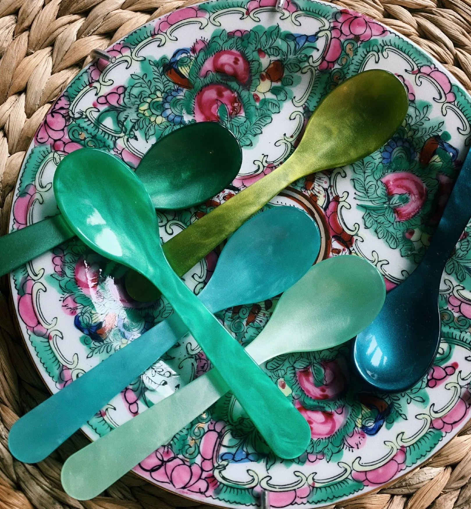 Set of Green Acrylic Teaspoons