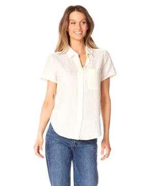 SHORT SLEEVE BUTTON FRONT COLLAR SHIRT