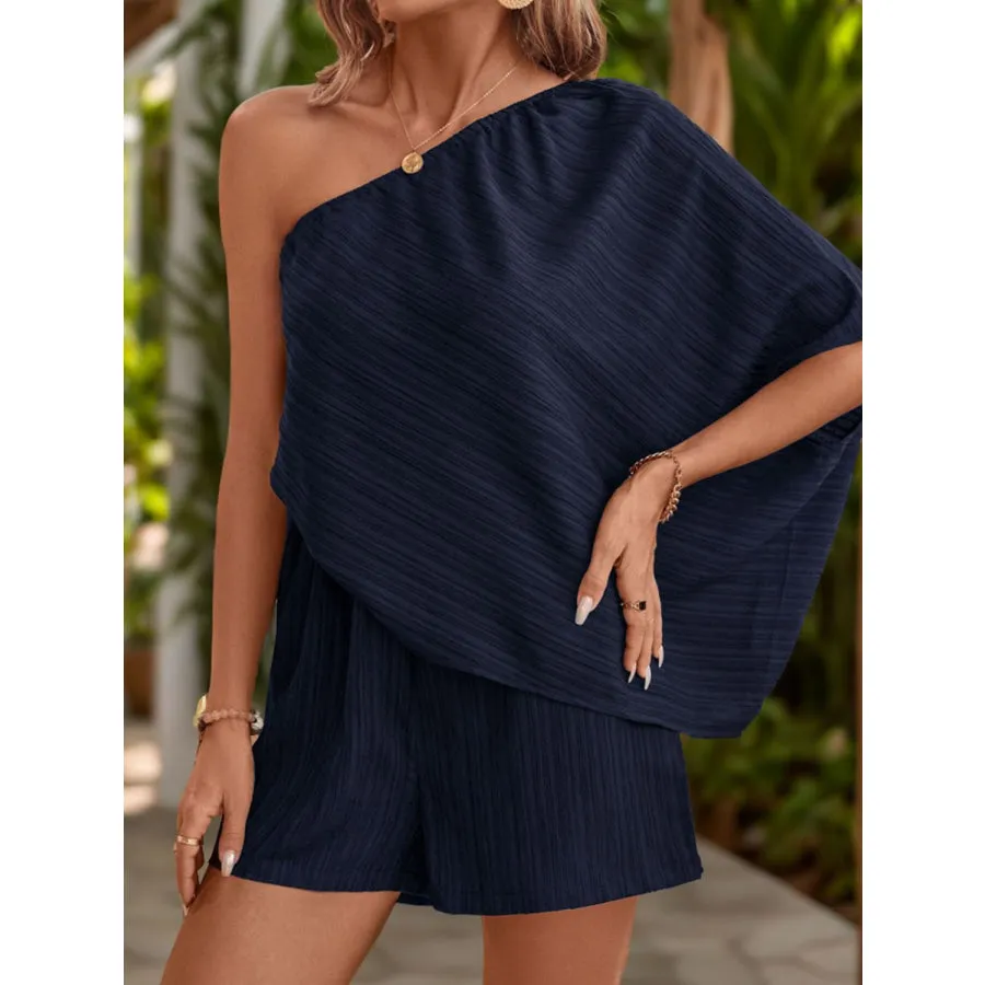 Single Shoulder Half Sleeve Romper