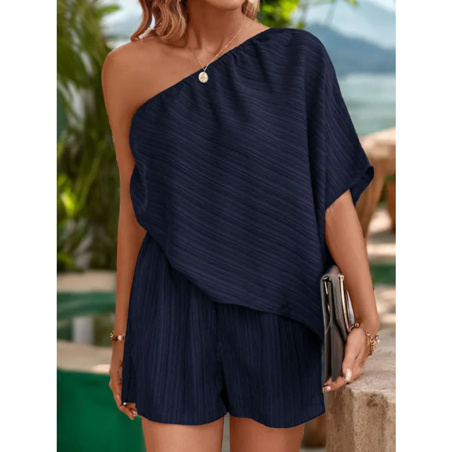 Single Shoulder Half Sleeve Romper