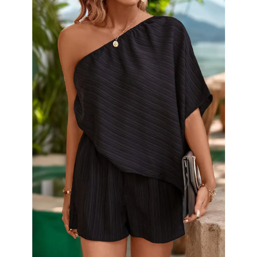 Single Shoulder Half Sleeve Romper