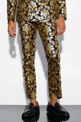 Slim Baroque Satin Crop Suit Trousers