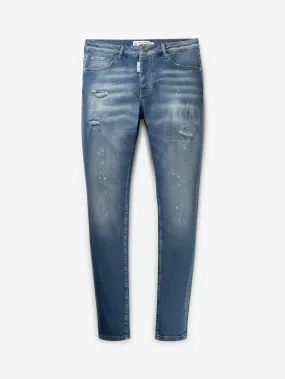 Slim Denim Jeans | Light Blue - Destroyed Paint