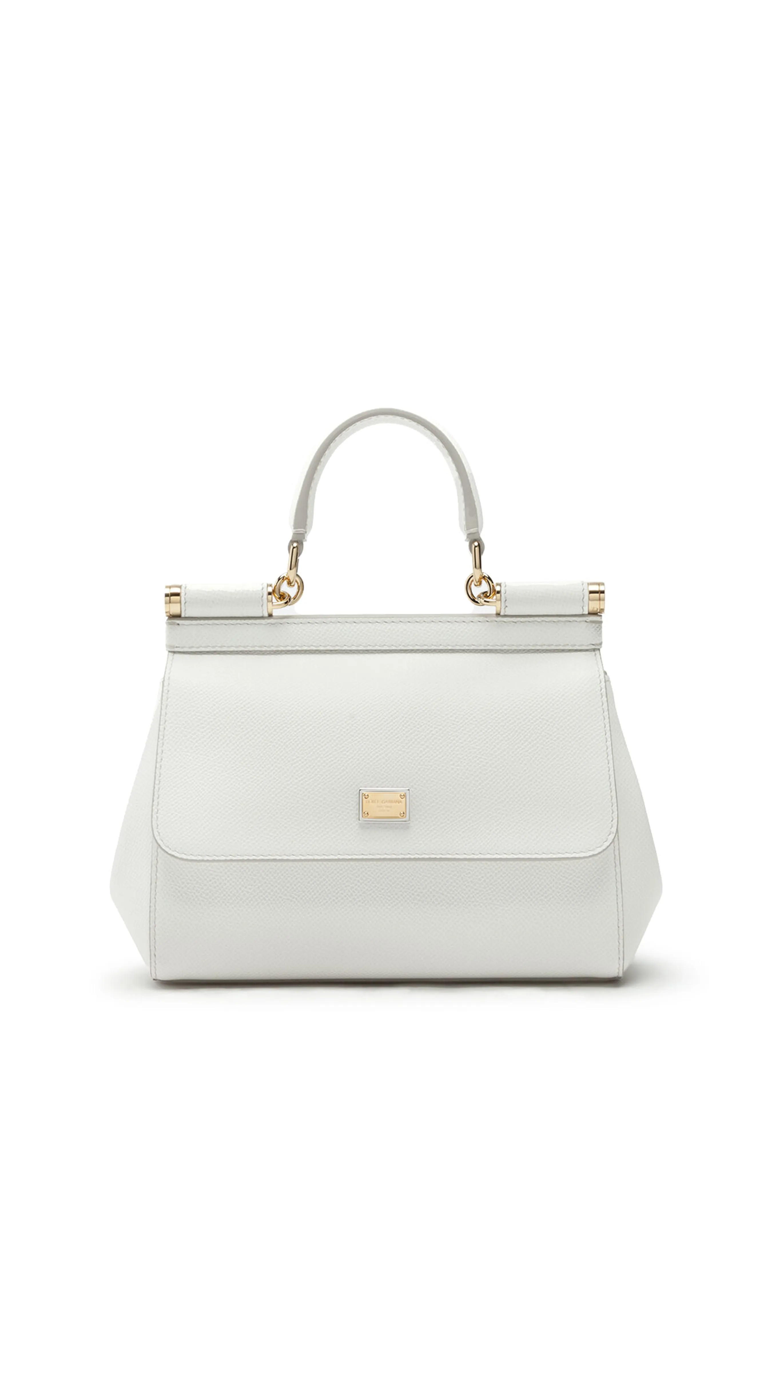 White Small Dauphine Leather Sicily Bag