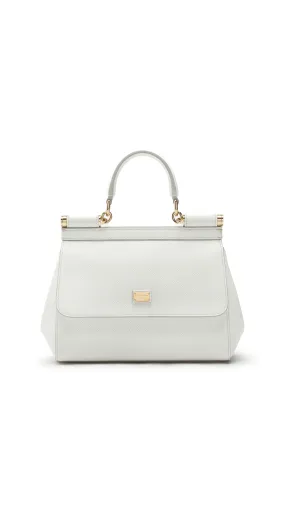 White Small Dauphine Leather Sicily Bag