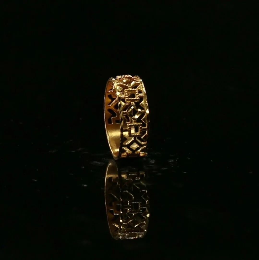 Solid Gold Elegant Charm Ladies Pattern Cut Ring Size R2061