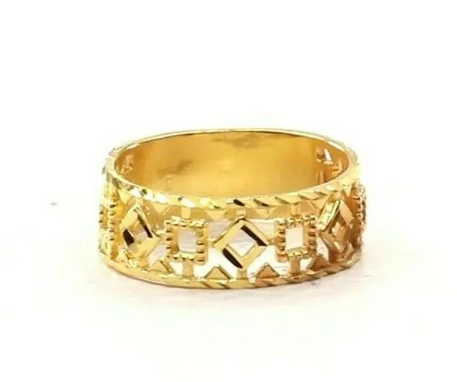 Solid Gold Elegant Charm Ladies Pattern Cut Ring Size R2061