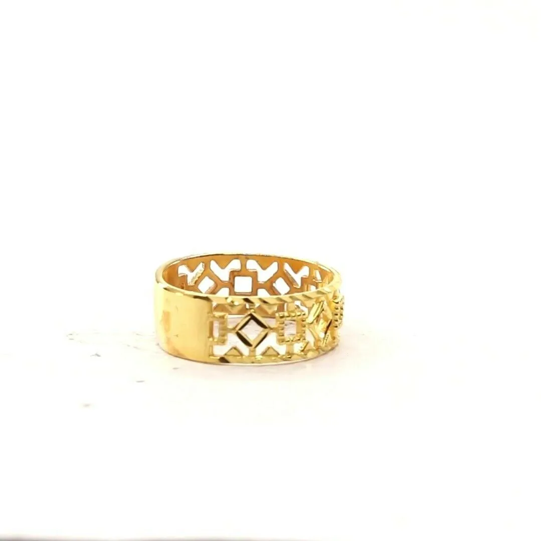 Solid Gold Elegant Charm Ladies Pattern Cut Ring Size R2061