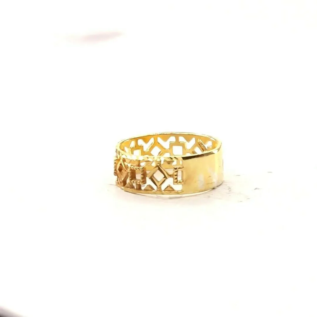 Solid Gold Elegant Charm Ladies Pattern Cut Ring Size R2061