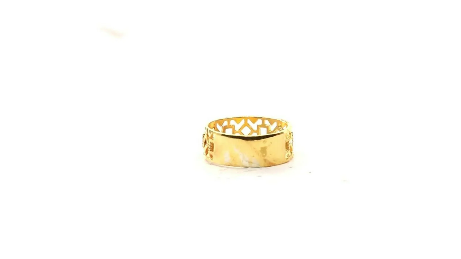 Solid Gold Elegant Charm Ladies Pattern Cut Ring Size R2061