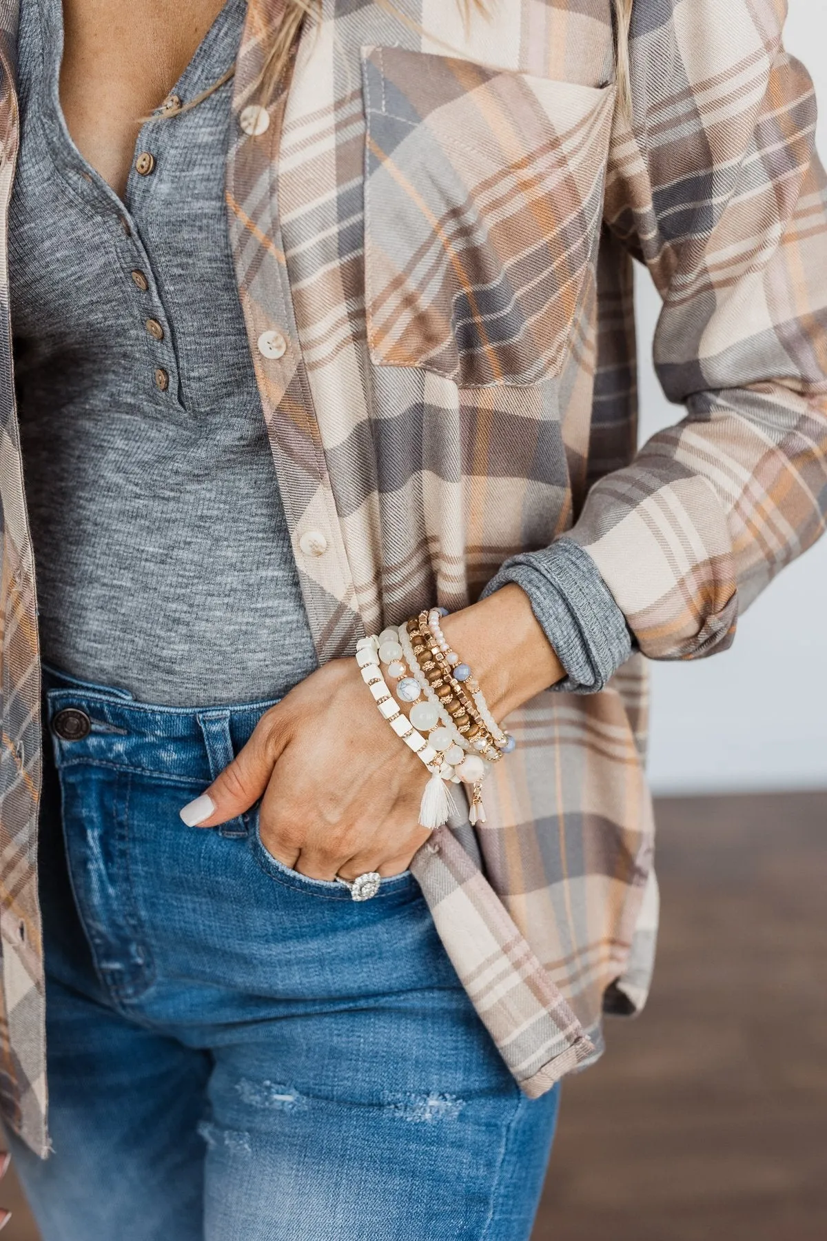 Cream & Gold Stackable Bracelet Set - Shop Something Sweet