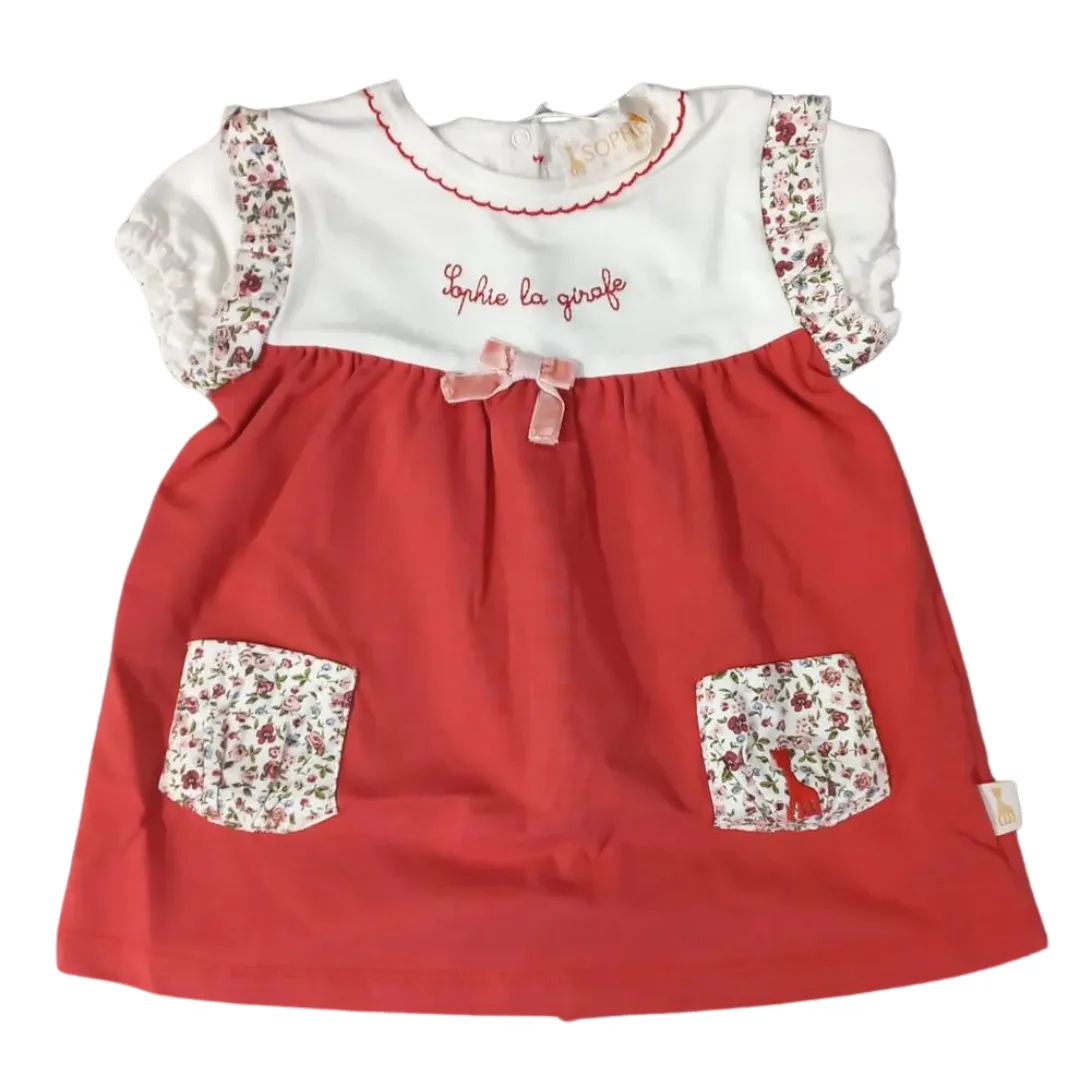 Sophie La Girafe Red & White Embroidered Logo Dress