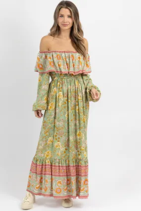 SOPHIE SAGE OFF SHOULDER MAXI DRESS