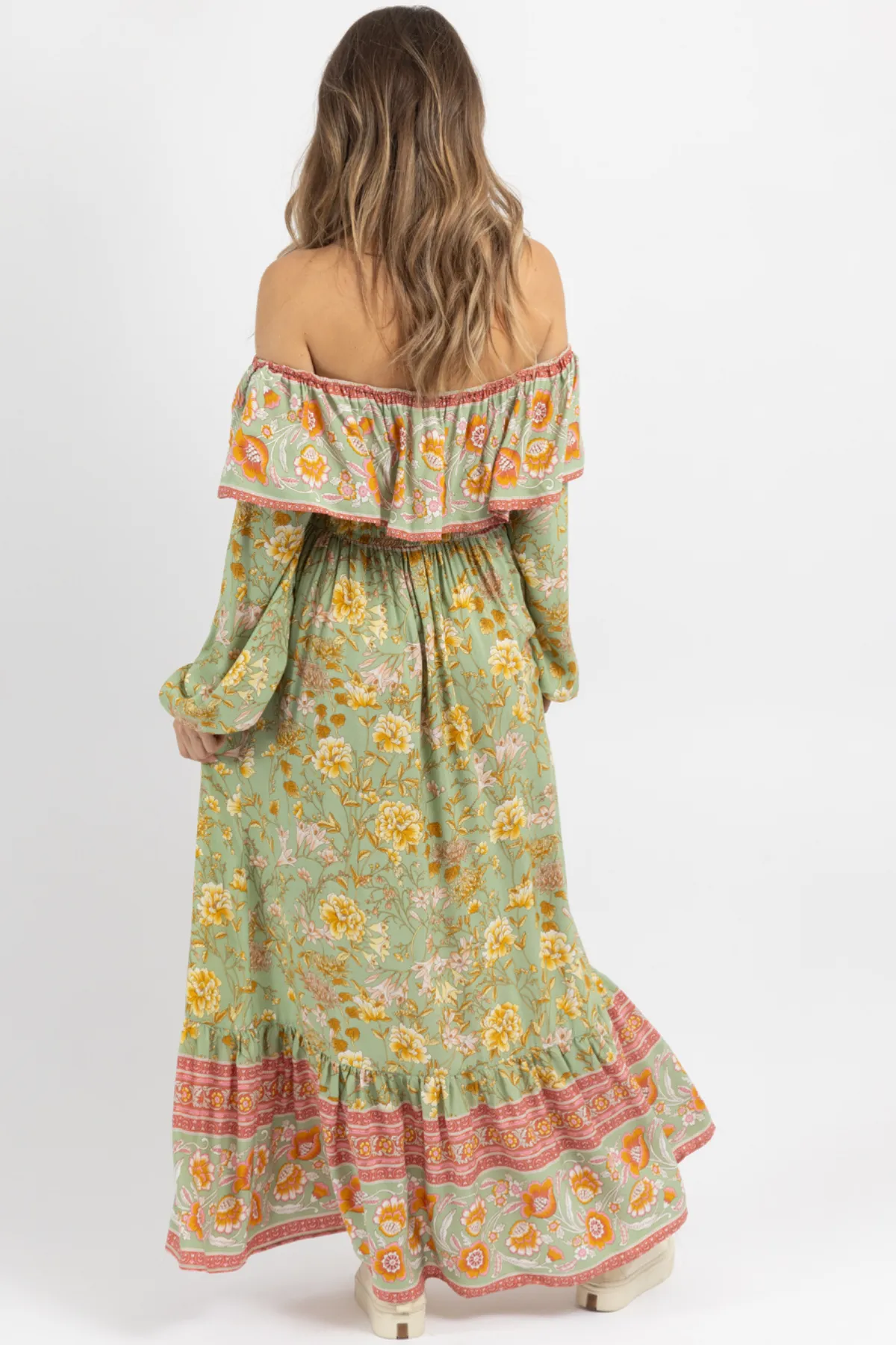 SOPHIE SAGE OFF SHOULDER MAXI DRESS