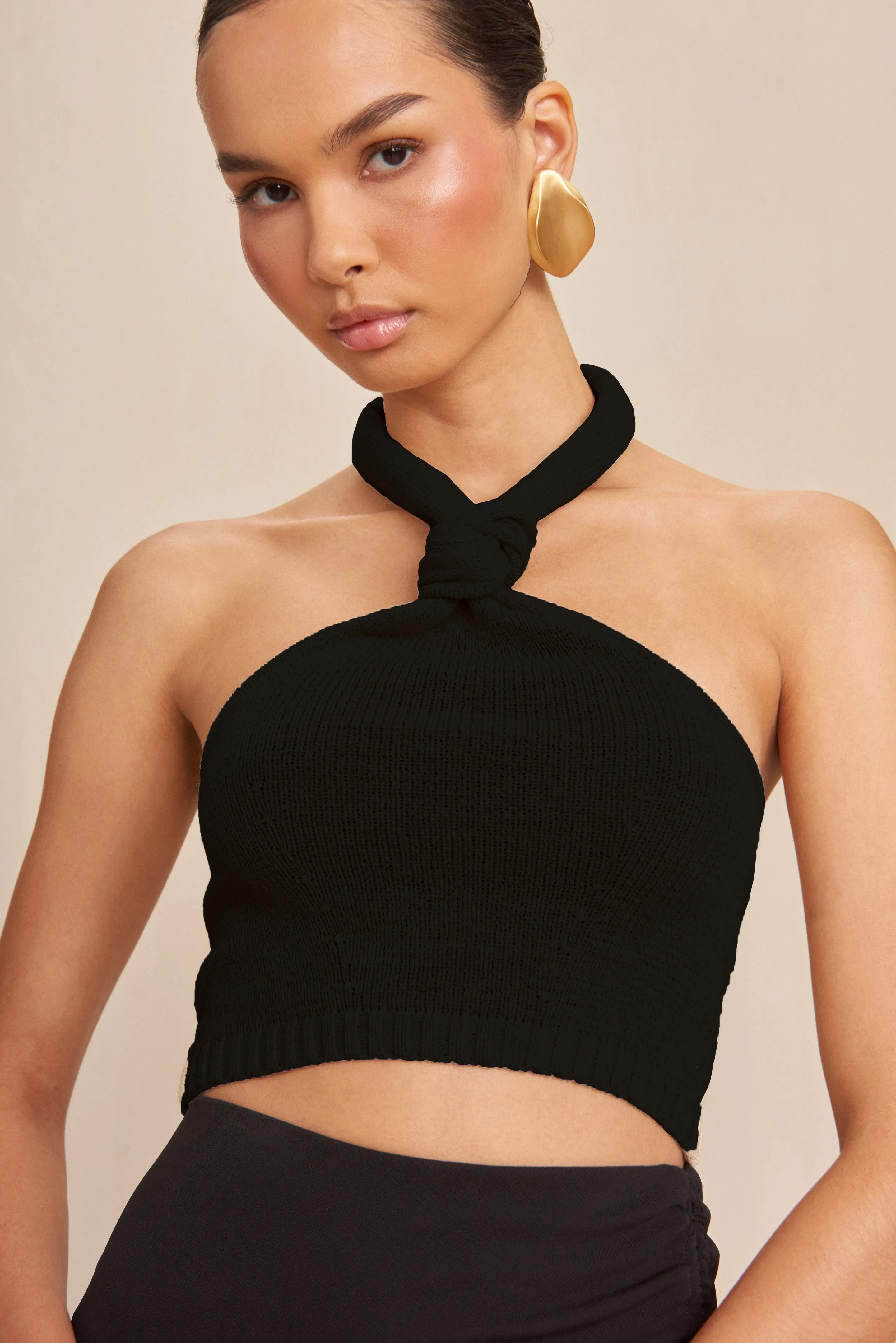 SORINE KNIT TOP - BLACK