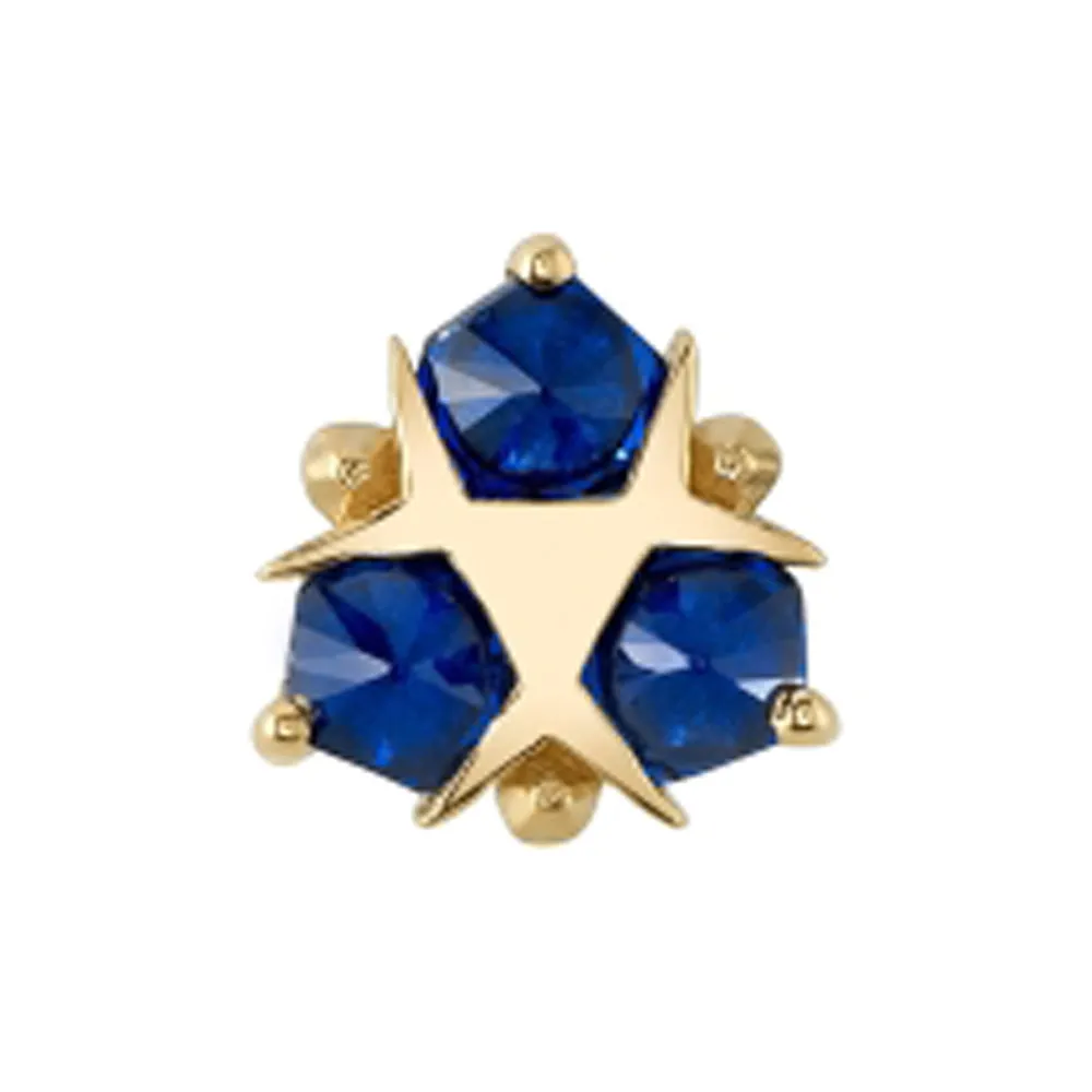 Spirit of Water Threaded End in Gold with Hand Cut Reverse Set Blue Sapphires