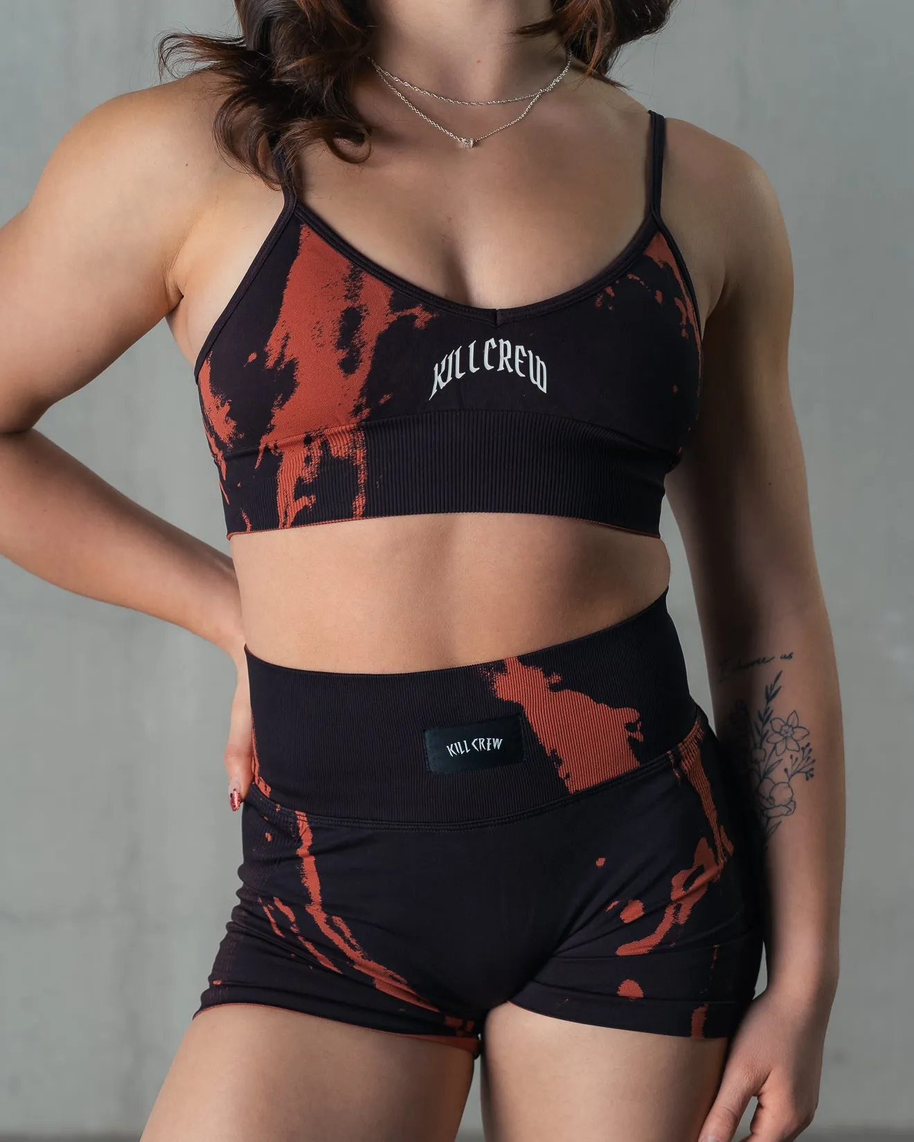 SPLATTER SPORTS BRA - BLACK / RED