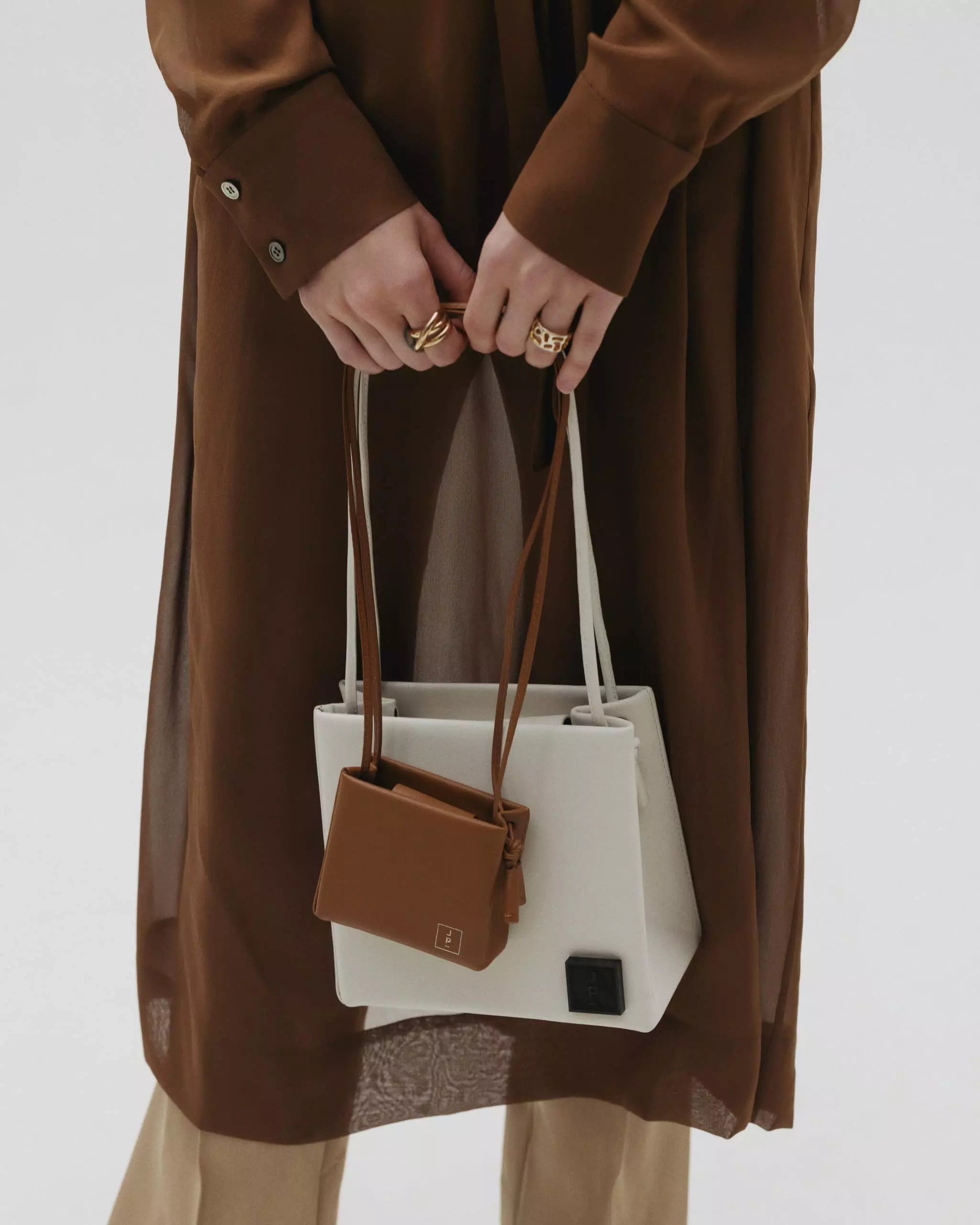 --Square mini brown bag-