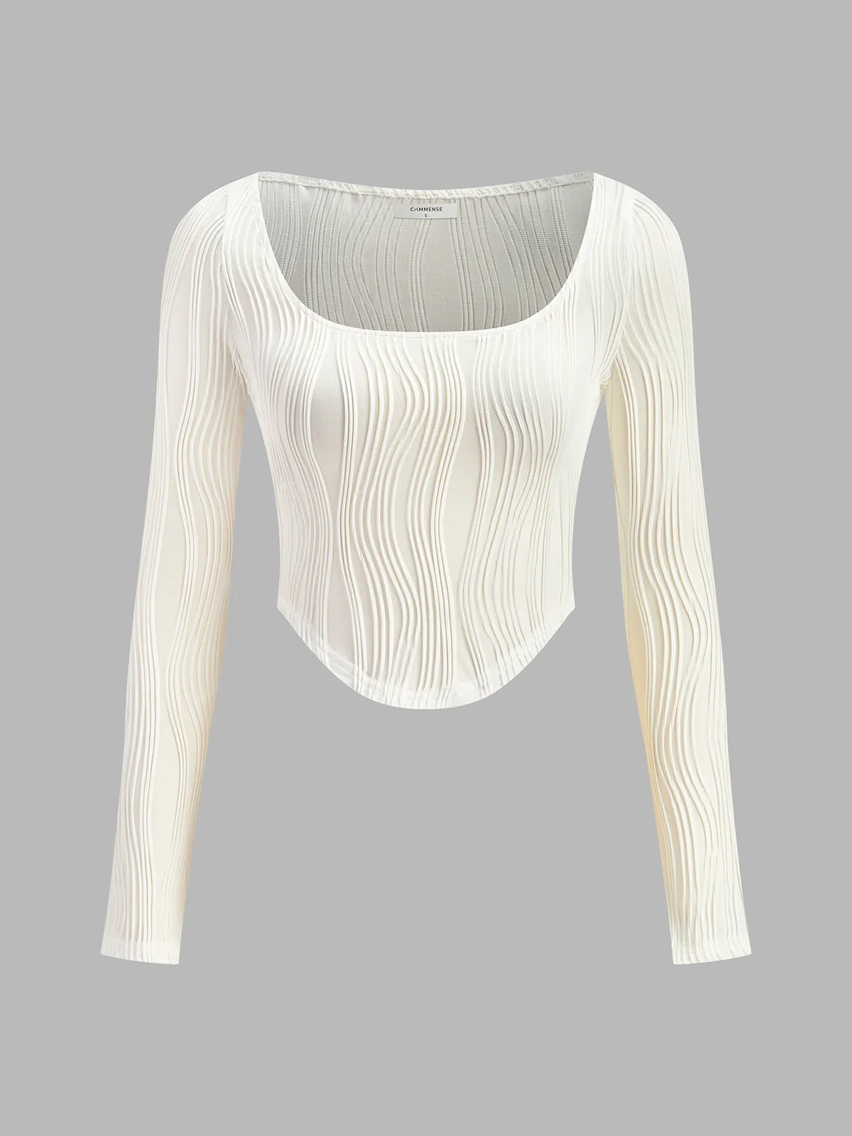 Square Neck Piping Crop T-Shirt